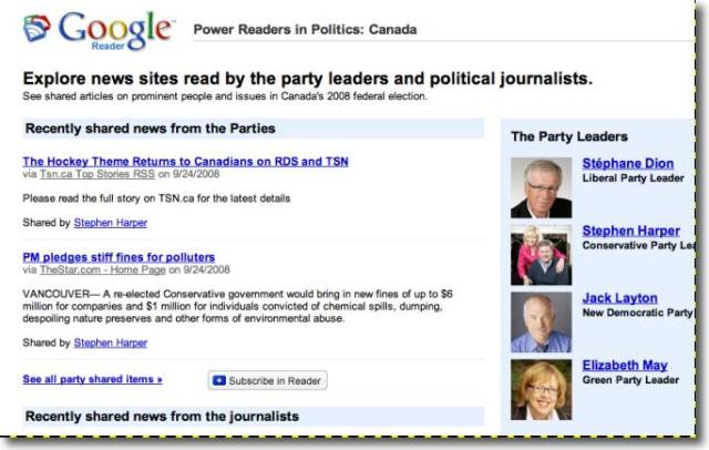google-reader-canadian-politics screen shot