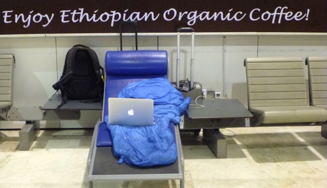 Rick bed in Addis Ababa airport